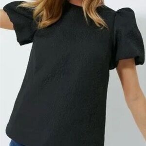Tuckernuck Pomander Place Elegant Black Puff Sleeve Top